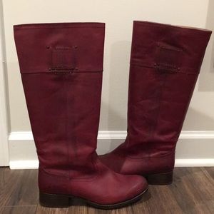 Frye Amelia Logo leather boots, Bordeaux, Size 9